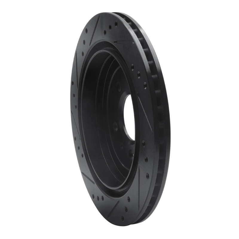 Cadillac ATS Brake Rotor (1) - Rear Right - R1 Concepts - Drilled & Slotted - Black - `13-`19